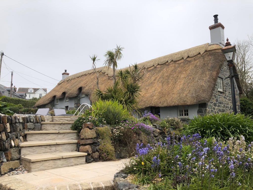 ombed wheat reed thatched roof with traditional ridge finish